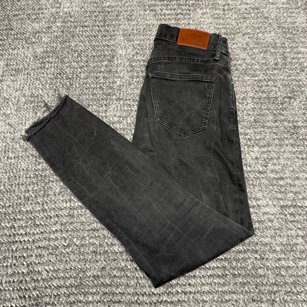Madewell Womens High‎ Riser Skinny Jeans Size 27 Washed Black Distressed Raw Hem